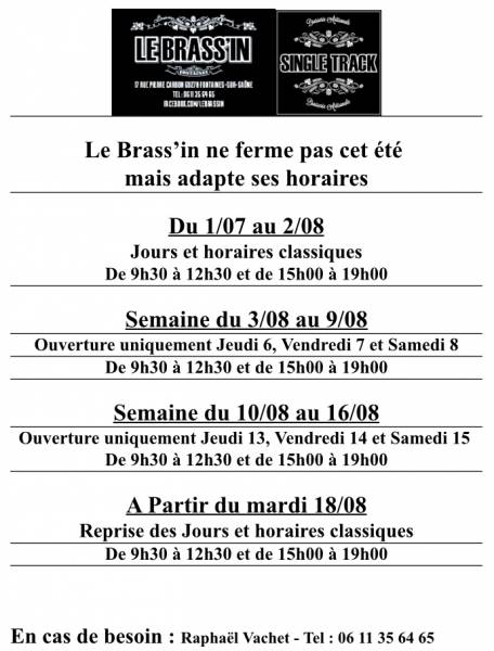 Le Brass'in s'adapte pour rester ouvert tout l'été !!